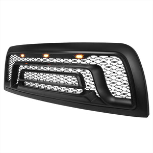 Spec-D Grill Dodge Ram 1500 (09-18) 2500 (10-18) Black w/ Amber LED Lights