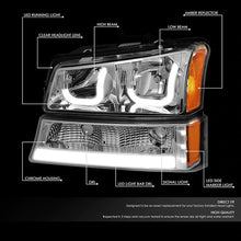 Load image into Gallery viewer, DNA Projector Headlights Chevy Avalanche (03-06) w/ Double J-Shaped LED DRL + Bumper Lamps - Black or Chrome Alternate Image