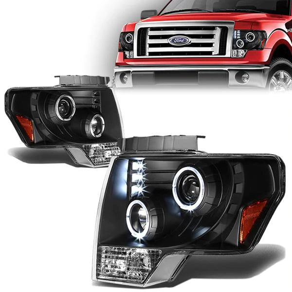 DNA Projector Headlights Ford F150 (2009-2014) w/ Halo Ring - Black or Chrome