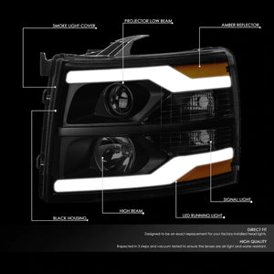 DNA Projector Headlights Chevy Silverado (07-14) w/ Dual LED DRL - Black or Chrome