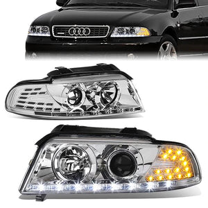 DNA Projector Headlights Audi A4 Quattro (96-01) w/ LED DRL - Black or Chrome