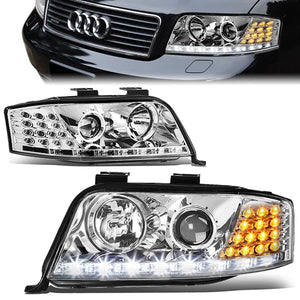 DNA Projector Headlights Audi A6 Quattro (02-04) w/ LED DRL - Black or Chrome