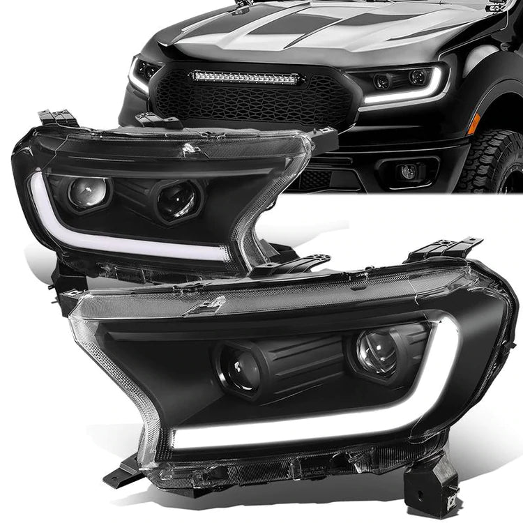 DNA Projector Headlights Ford Ranger XL/XLT (19-22) w/ Switchback Start Up LED DRL + Sequential Turn Signal - Black or Chrome