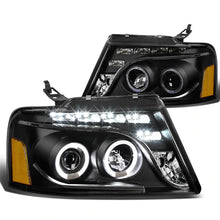 Load image into Gallery viewer, DNA Projector Headlights Ford F150 (2004-2008) w/ LED DRL + Halo Ring  - Black or Chrome Alternate Image