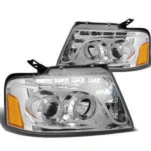 DNA Projector Headlights Ford F150 (2004-2008) w/ LED DRL + Halo Ring  - Black or Chrome