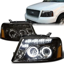 Load image into Gallery viewer, DNA Projector Headlights Ford F150 (2004-2008) w/ LED DRL + Halo Ring  - Black or Chrome Alternate Image