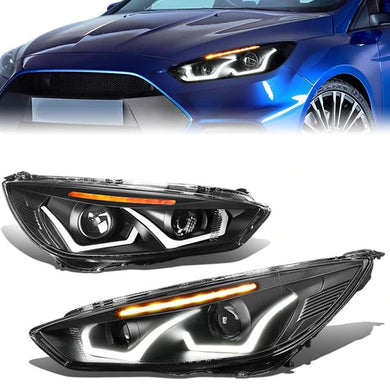 DNA Projector Headlights Ford Focus (15-18) w/ LED DRL + Turn Signal - Black or Chrome