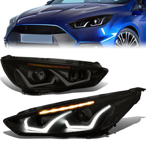 DNA Projector Headlights Ford Focus (15-18) w/ LED DRL + Turn Signal - Black or Chrome