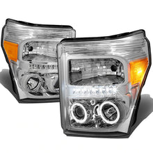 Load image into Gallery viewer, DNA Projector Headlights Ford F250 / F350 / F450 / F550 Super Duty (11-15) w/ LED DRL + Halo Ring - Black or Chrome Alternate Image