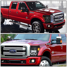 Load image into Gallery viewer, DNA Projector Headlights Ford F250 / F350 / F450 / F550 Super Duty (11-15) w/ LED DRL + Halo Ring - Black or Chrome Alternate Image