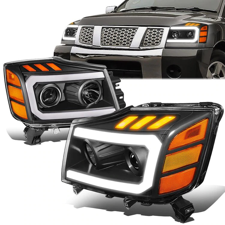 DNA Projector Headlights Nissan Armada 05 07 w LED DRL Turn