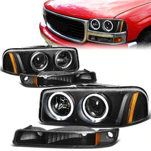 Load image into Gallery viewer, DNA Projector Headlights GMC Sierra (99-07) w/ LED Halo Ring - Black or Chrome Alternate Image