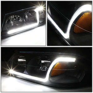 DNA Projector Headlights Chevy Impala (00-05) w/ DRL LED Bar - Black o ...
