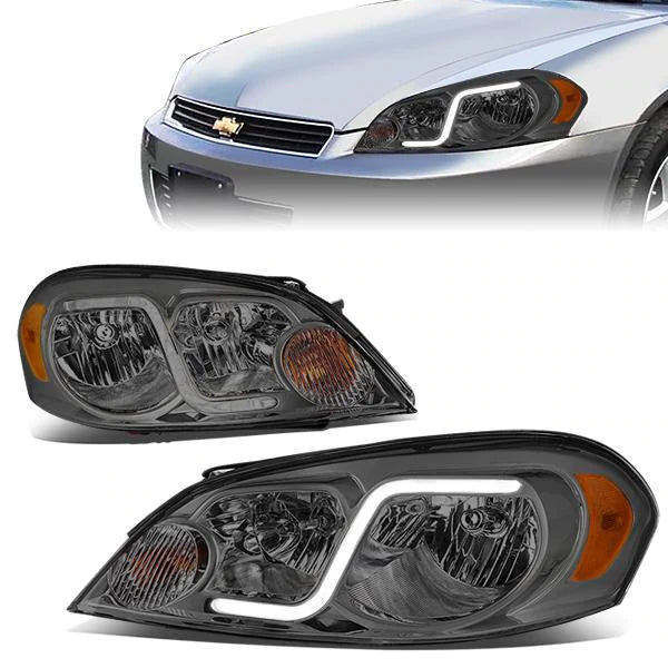 DNA Projector Headlights Chevy Impala (06-16) w/ DRL LED Bar - Black or  Chrome