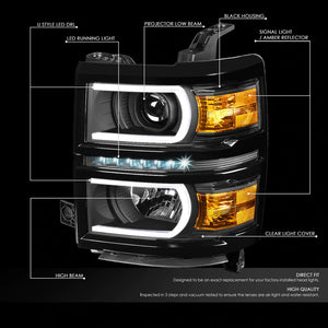 DNA Projector Headlights Chevy Silverado 1500 (14-15) w/ DRL LED Bar - Black or Chrome