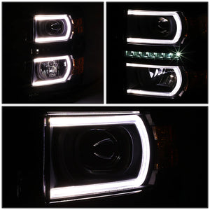 DNA Projector Headlights Chevy Silverado 1500 (14-15) w/ DRL LED Bar - Black or Chrome