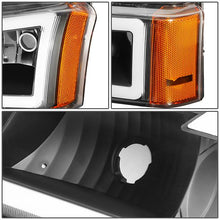 Load image into Gallery viewer, DNA Projector Headlights Chevy Avalanche (03-06) w/ DRL LED Bar - Black or Chrome Alternate Image