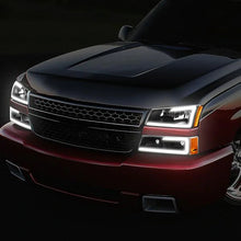 Load image into Gallery viewer, DNA Projector Headlights Chevy Silverado 1500 2500 3500 (03-07) w/ DRL LED Bar - Black Housing Alternate Image