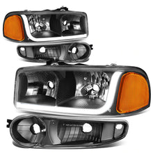 Load image into Gallery viewer, DNA Projector Headlights GMC Sierra (01-07) w/ DRL LED Bar - Black or Chrome Alternate Image