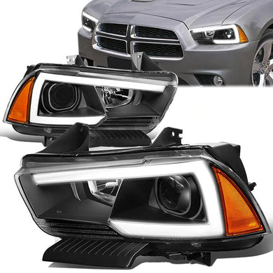 DNA Projector Headlights Dodge Charger (11-14) w/ DRL LED Bar - Black Housing