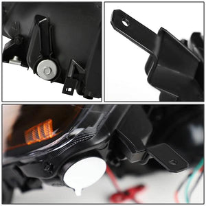 DNA Projector Headlights Honda Civic Coupe/ Sedan EM2 (01-03) w/ LED Bar - Black Housing / Clear Lens