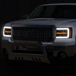 DNA Projector Headlights GMC Sierra 1500/2500/3500 (07-14) w/ DRL LED & Sequential Signal - Black Housing
