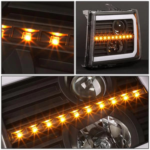 DNA Projector Headlights GMC Sierra 1500/2500/3500 (07-14) w/ DRL LED & Sequential Signal - Black Housing