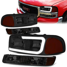 Load image into Gallery viewer, DNA Projector Headlights GMC Sierra Non-Denali Trim (99-07) LED Bar w/ Bumper Lights - Black or Chrome Alternate Image