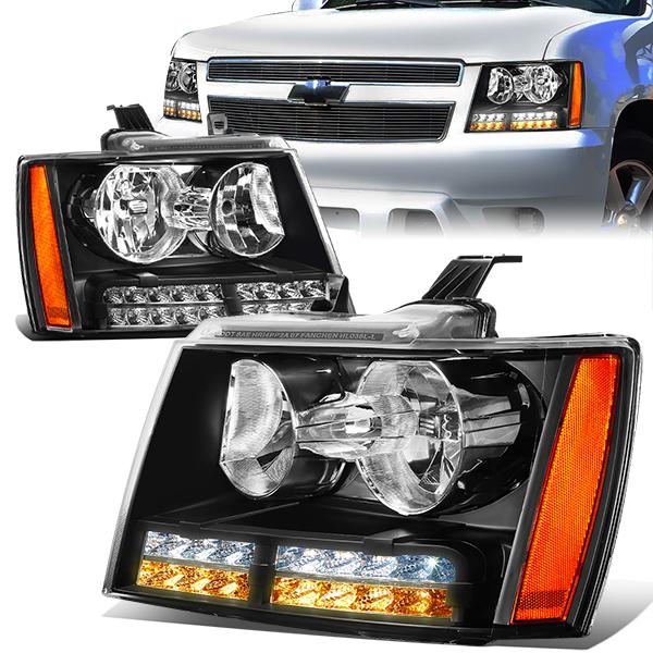 DNA Projector Headlights Chevy Avalanche (07-13) w/ LED DRL + Turn Signal -  Clear or Smoke