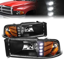 Load image into Gallery viewer, DNA Projector Headlights Dodge Ram (94-02) w/ LED DRL [1PC Design] Black or Chrome Alternate Image