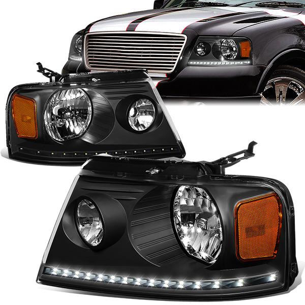 DNA Projector Headlights Ford F150 (04-08) w/ LED DRL - Black or