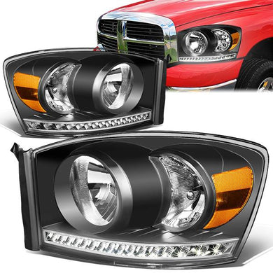 DNA Projector Headlights Dodge Ram (06-09) w/ LED DRL - Clear or Smoke