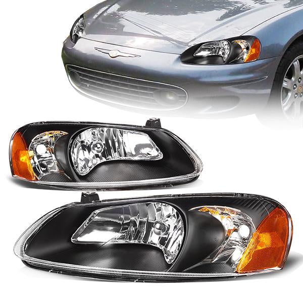 DNA OEM Style Headlights Chrysler Sebring (01-03) w/ Amber Corner - Black  or Chrome