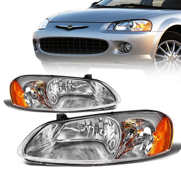 DNA OEM Style Headlights Chrysler Sebring (01-03) w/ Amber Corner - Black  or Chrome