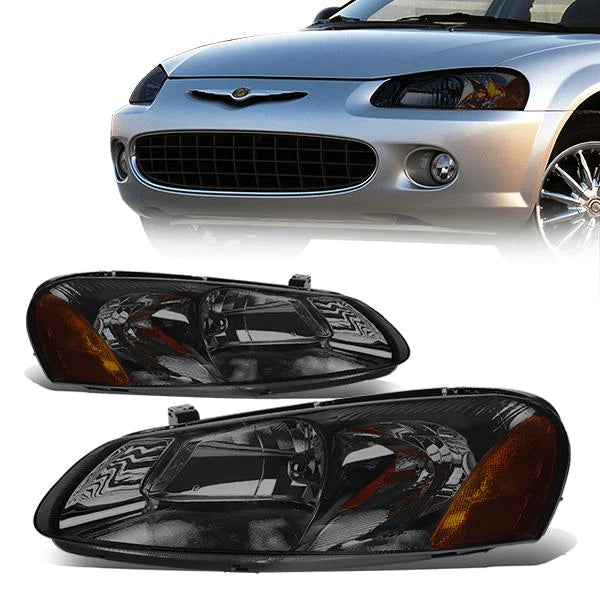 DNA OEM Style Headlights Chrysler Sebring (01-03) w/ Amber Corner - Black  or Chrome