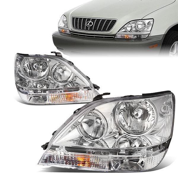 DNA OEM Style Headlights Lexus RX300 (99-03) w/ Amber Corner Light - Black  or Chrome