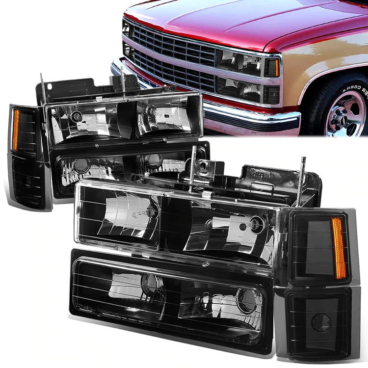 DNA OEM Style Headlights Chevy C/K Series (94-00) w/ Bumper Lamps - Black or Chrome