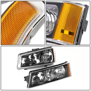 DNA Replacement Headlights Chevy Silverado (03-07) w/ Amber Corner & Bumper Light - Black or Chrome