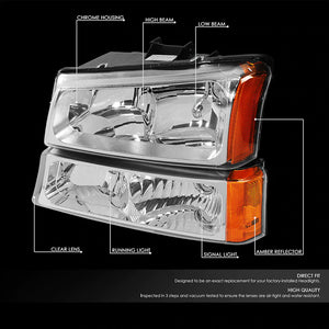 DNA Replacement Headlights Chevy Avalanche (03-06) w/ Amber Corner & Bumper Light - Black or Chrome
