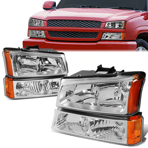 DNA Replacement Headlights Chevy Avalanche (03-06) w/ Amber Corner & Bumper Light - Black or Chrome