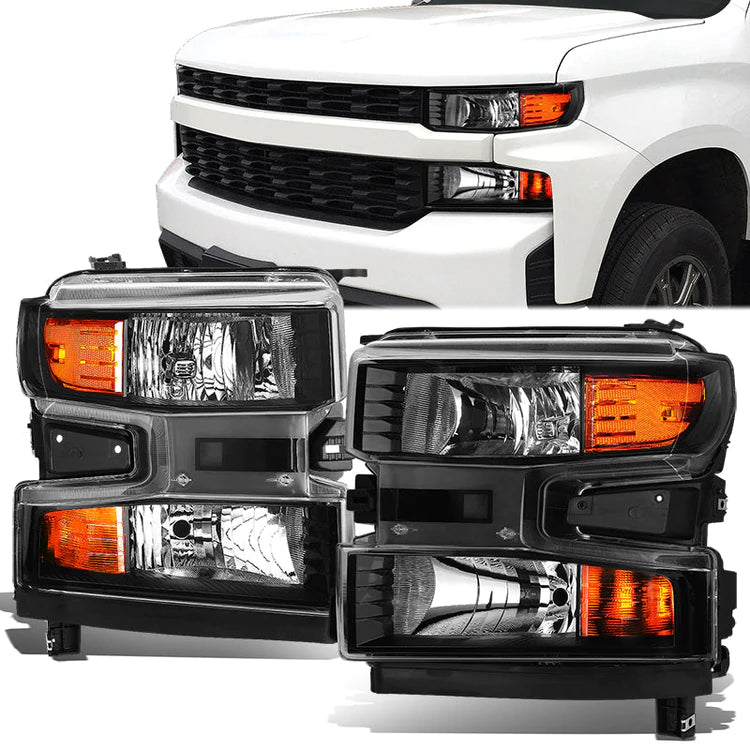 DNA OEM Style Headlights Chevy Silverado 1500 (19-22) w/ Amber Corner Light - Black or Chrome