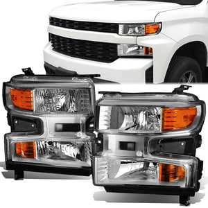 DNA OEM Style Headlights Chevy Silverado 1500 (19-22) w/ Amber Corner Light - Black or Chrome