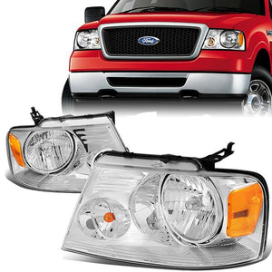 DNA OEM Style Headlights Ford F150 (04-08) w/ Amber Corner Light - Black or Chrome Housing
