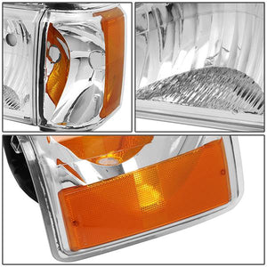 DNA OEM Style Headlights Ford F150 (87-91) w/ Amber Corner Light - Black or Chrome Housing