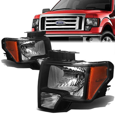 DNA OEM Style Headlights Ford F150 (09-14) w/ Amber Corner Light - Black or Chrome Housing