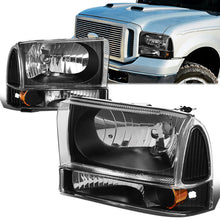 Load image into Gallery viewer, DNA OEM Style Headlights Ford F250 F350 F450 F550 Super Duty (99-04) w/ Amber Corner Light - Black or Chrome Housing Alternate Image