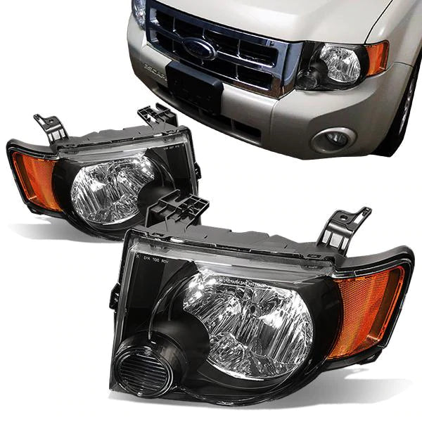 DNA OEM Style Headlights Ford Escape (08-12) w/ Amber Corner Light - Black  or Chrome Housing