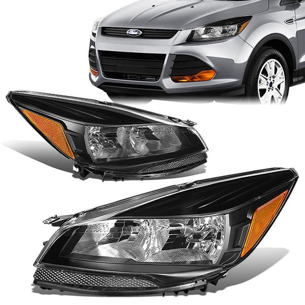 DNA OEM Style Headlights Ford Escape (13-16) w/ Amber Corner Light - Black  or Chrome Housing