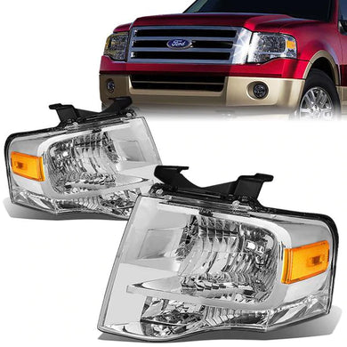 DNA OEM Style Headlights Ford Expedition (07-14) w/ Amber Corner Light - Chrome Housing