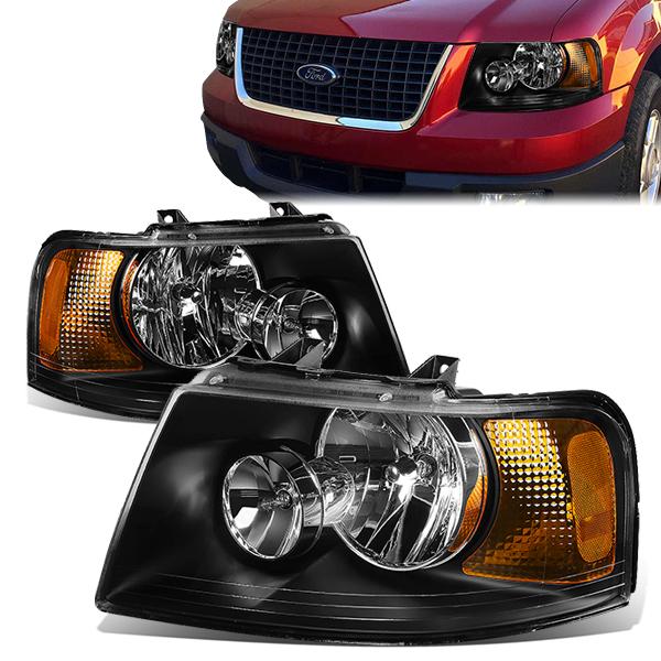 DNA OEM Style Headlights Ford Expedition (03-06) w/ Amber Corner Light -  Black or Chrome Housing